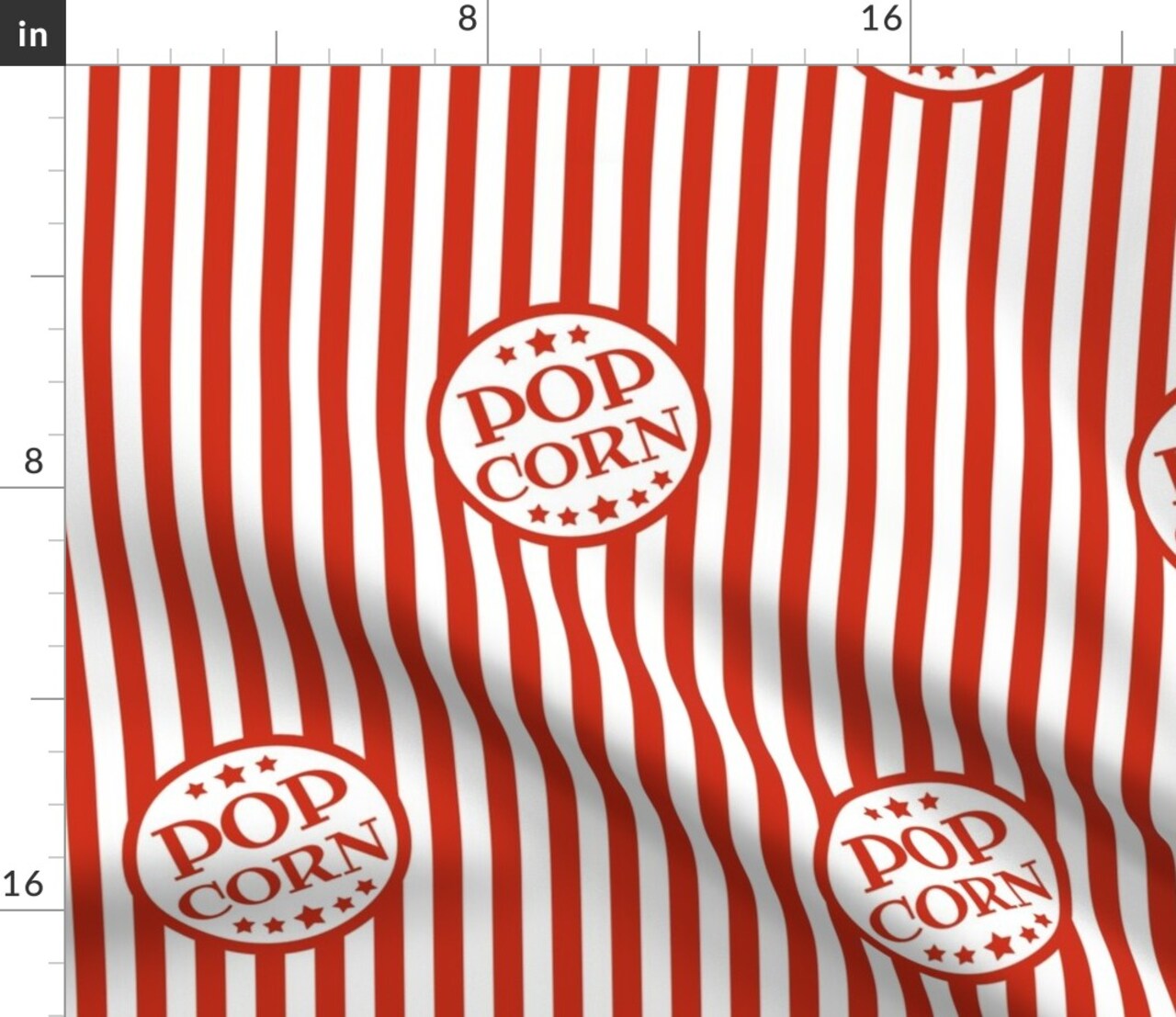 Popcorn, Movie, Box, Stripes, Red, White, Theater, Vintage, Fair, Circus Custom Printed Fabric by Spoonflower Various Fabrics by the Yard or Fat Quarter